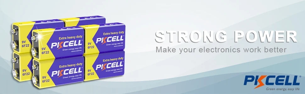 PKCELL 10PC 6F22 Battery PP3 9Volt Carbon Batteria Cell Leak-Proof Smoke Detector Batteries EN22 1604AU 6AM6 Zinc Carbon Battery