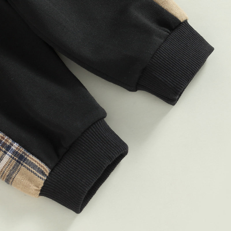 0-24months Baby Spring Autumn Clothes Set Long Sleeve Bear Sweatshirt With Plaid Sweatpants For Infant Boys And Girls Outfits