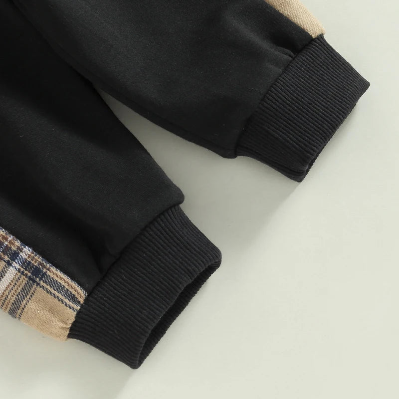 0-24months Baby Spring Autumn Clothes Set Long Sleeve Bear Sweatshirt With Plaid Sweatpants For Infant Boys And Girls Outfits