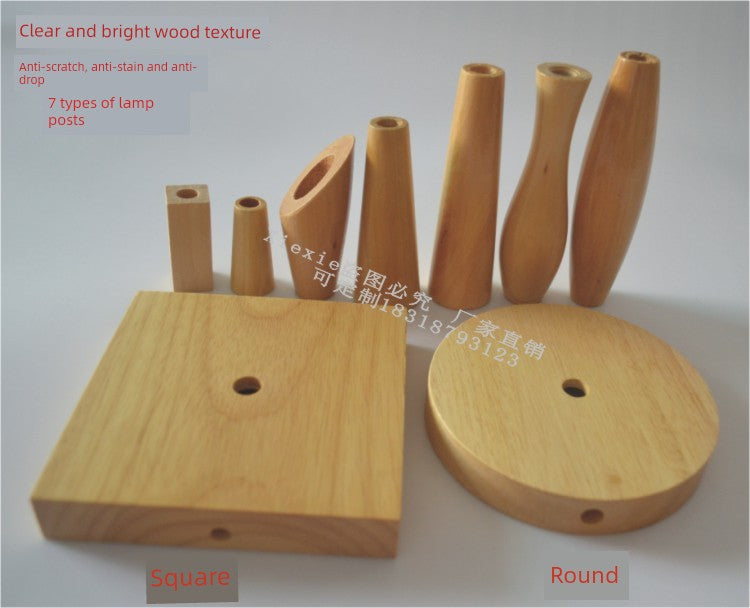 Wooden Solid Wood Oak Chassis DIY Lamp Holder Base Lamp Post Log round and Square Creative Lamp Lighting Accessories