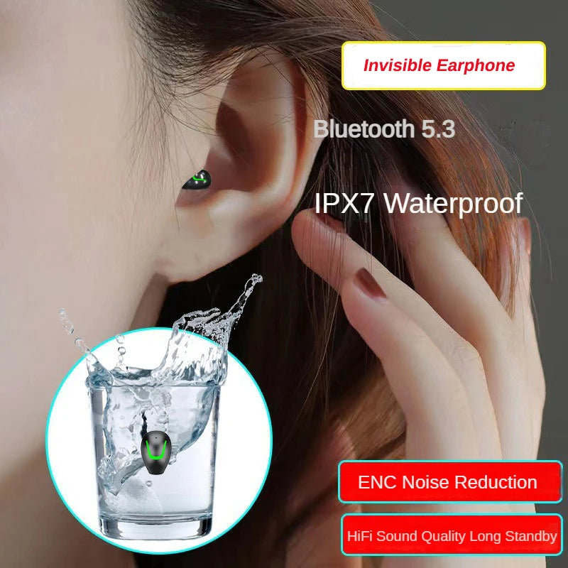 Mini Invisible Headset Bluetooth 5.3 in-ear Earphone TWS Wireless Headphone Noise Reduction HiFi Earbuds for XIAOMI iPhone