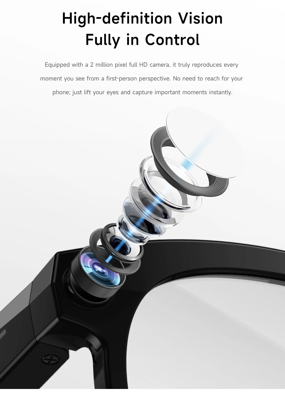 New HD AI Smart Glasses Intelligent Camera Shooting Translation Bluetooth Call LED Flashlight Intelligent Recognition Sunglasses