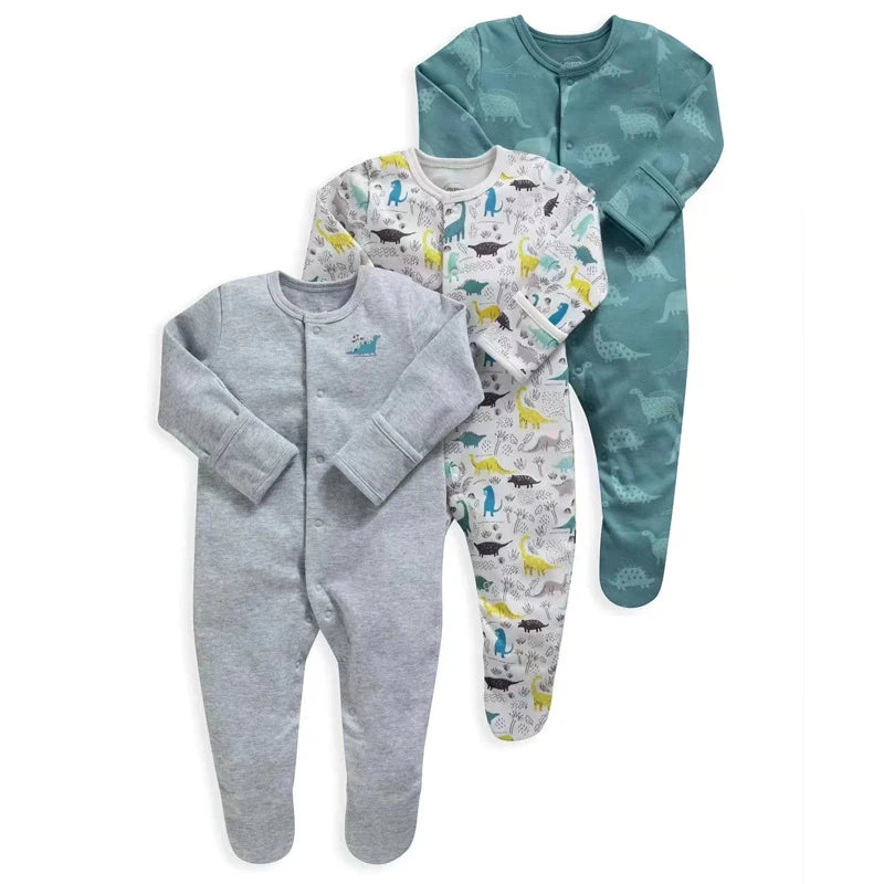 3Pcs Brand Newborn Baby Clothes Set Infant Boys Girls Romper Cotton Long Sleeve Pajamas Jumpsuit Toddler Outfits