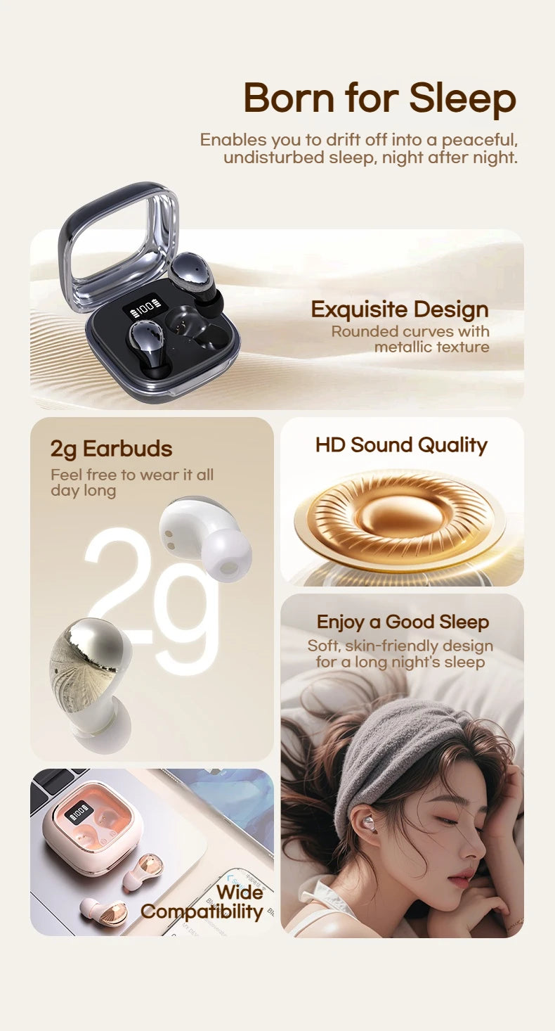 Sansui W42 Sleeping Earphones Wireless Bluetooth TWS Earbuds Invisible in-Ear Bluetooth 5.4 Headsets Physical Noise Reduction
