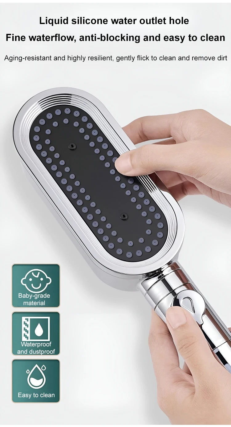 3 In 1 High Pressure Shower Head With Filter Handheld Adjustable Button Bathroom Shower Head Water Saving Bathroom Accessories