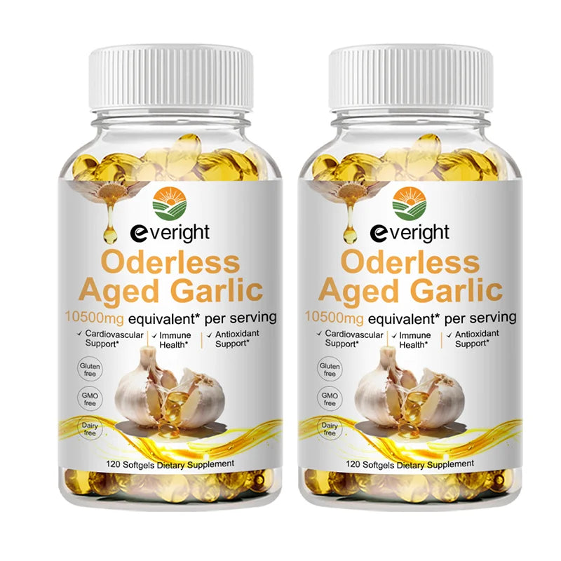 Aged Garlic Extract Capsules – Odorless Formula with Magnesium, Chromium, B1 & B9 – Supports Immune, Heart & Cardiovascular Heal