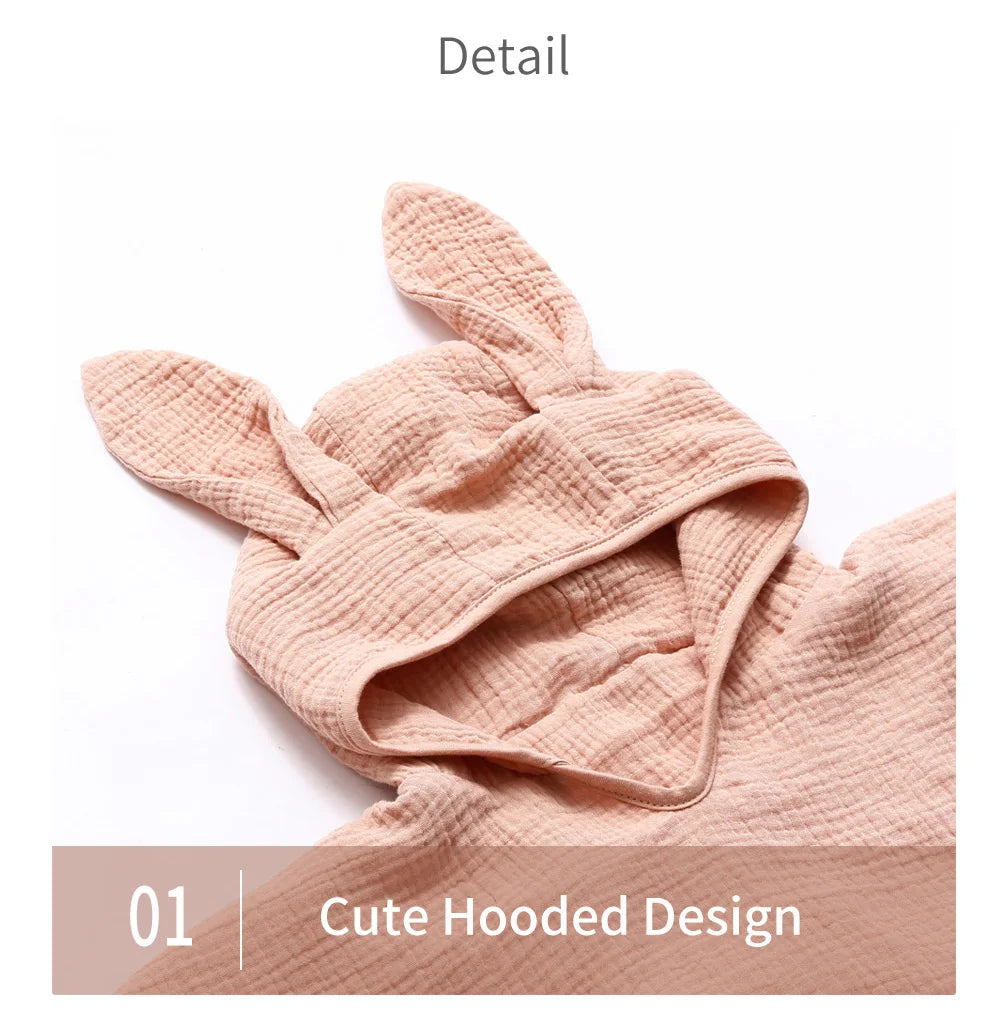 Muslin Baby Hooded Poncho Towel Children's Hooded Bath Towel Soft Kids Beach Bathing Stuff Infant Washcloth
