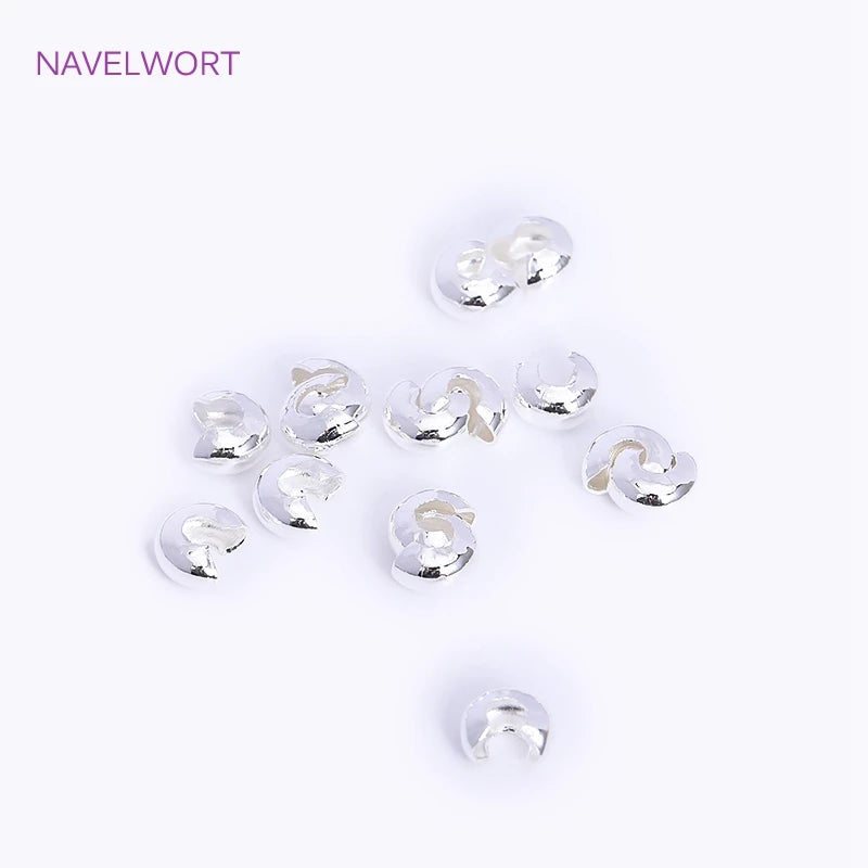 18K Gold Plated Brass Stripe Crimp End Beads Stopper Open Crimp Beads Covers DIY Handmade Crafts Accessories For Jewelry