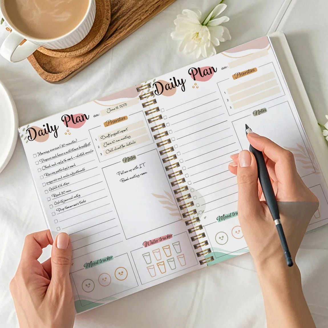 Daily Planner Notebook - Undated To Do List Task with Priorities,Mood Tracker,Notes,Suitable for Office, Home and School