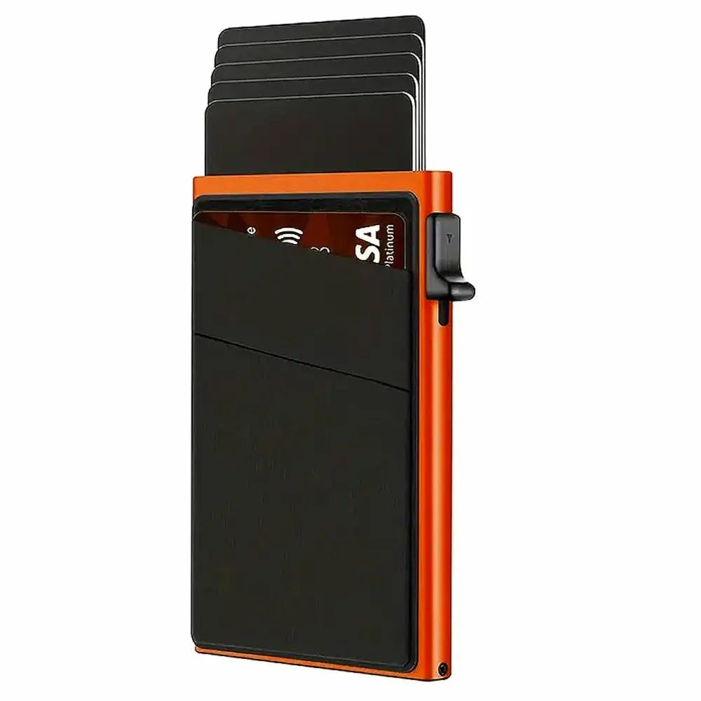 Automatic RFID Anti-Theft Card Holder Screw Reinforcement Metal Box Bottom Men's Card Box Aluminum Alloy Material RFID Blocking