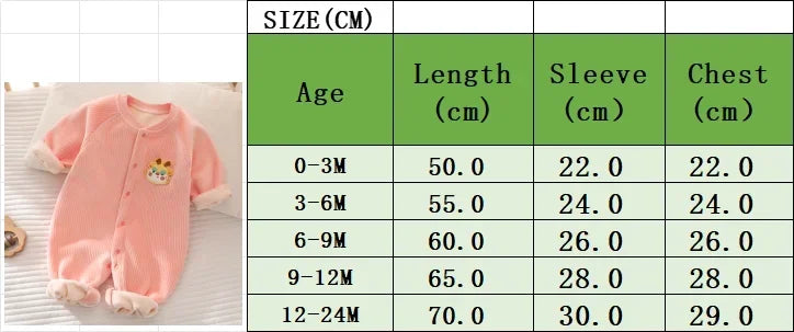 Autumn Baby Jumpsuit Long Sleeves Long Pants Warm Autumn Winter Double-faced Fleece Cartoon Design for Boys Girls Bodysuit