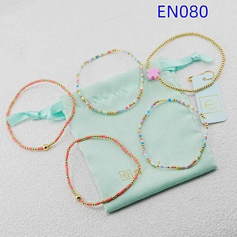 VKVVA Fashion Jewelry Pink Cross Gold-plated Bracelet Set total 5pcs Women Birthday Gifts, Unique Gift