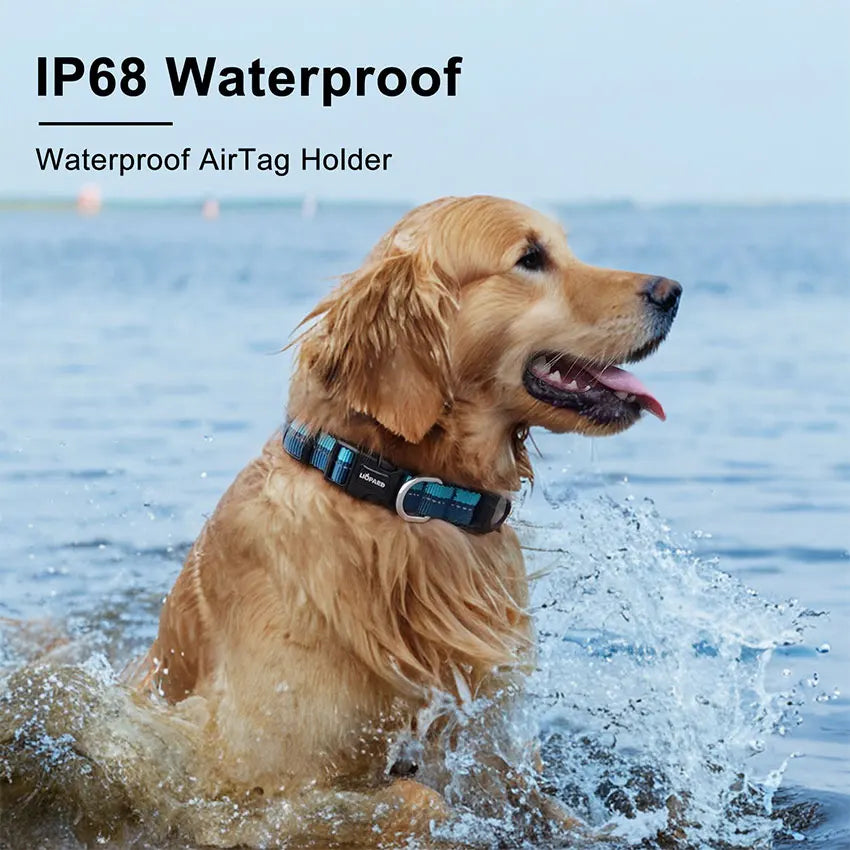 All Seasons 360Reflective Polyester Dog Collar Airtag Protect Case IP68 Waterproof Full Body Covered Airtag Collar Holder