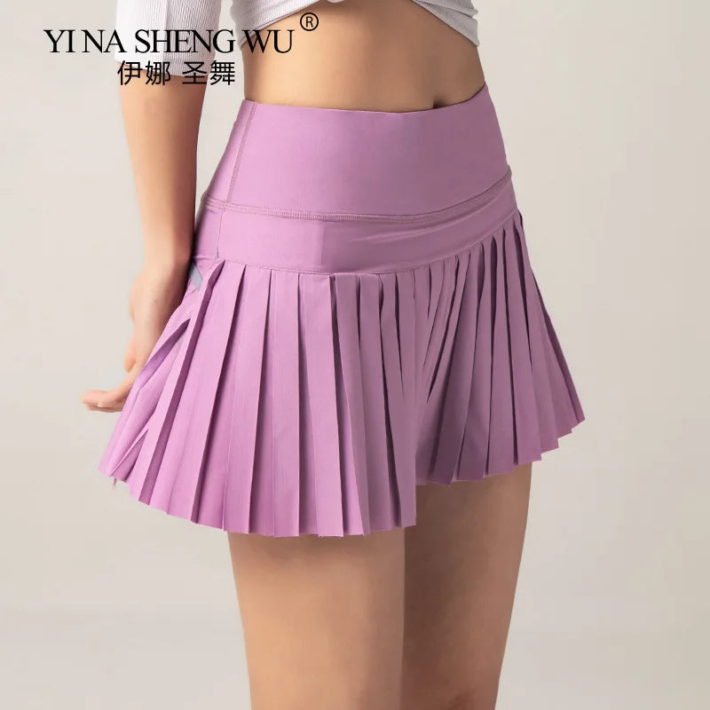 Women Sports Tennis Skirts Skirt Fitness Shorts High Waist Athletic Running Short Quick Dry Sport Skort Pocket Short Skirt New