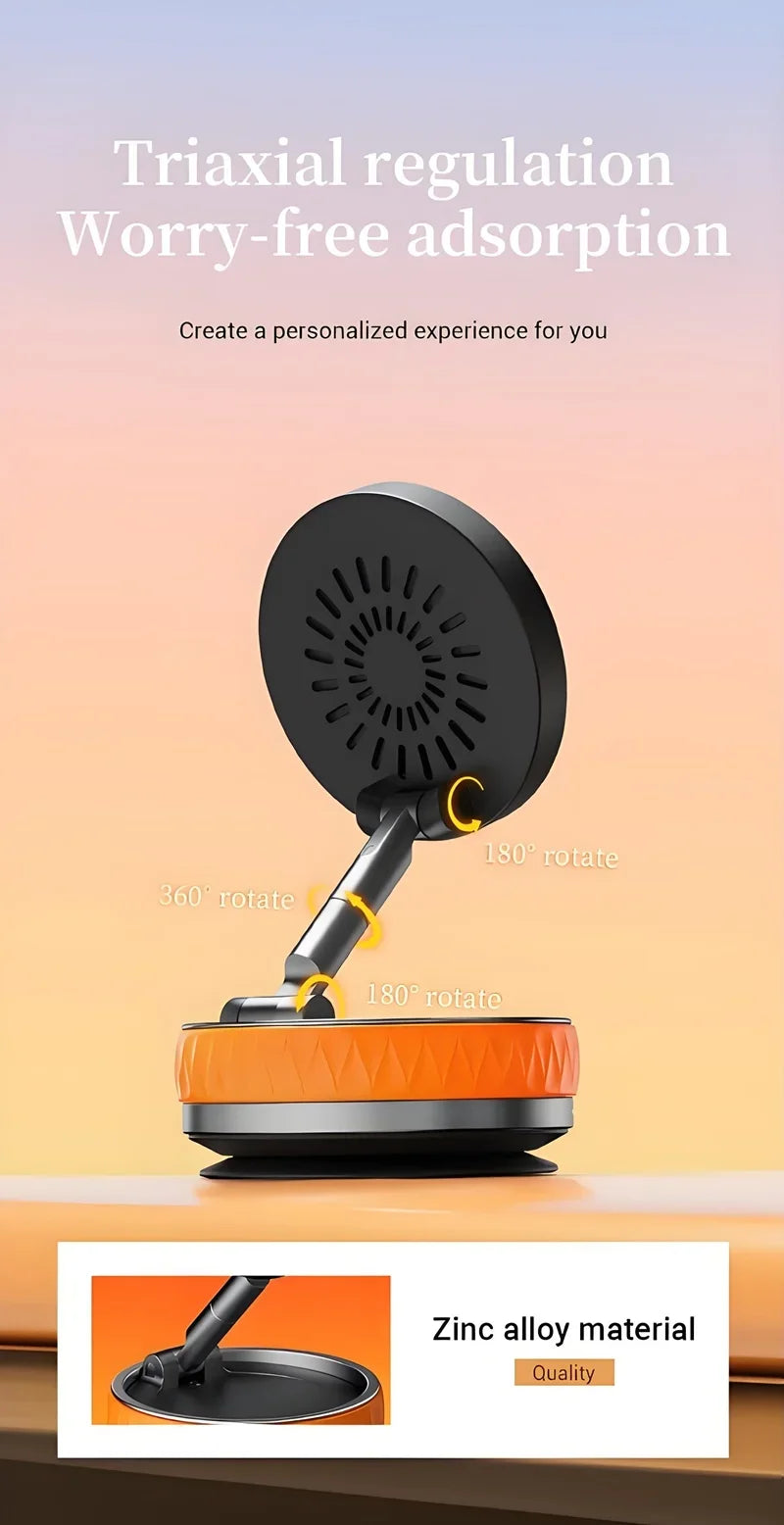 15W Wireless Car Charger Mount,Magnetic Vacuum Suction 360° Rotatable Foldable Portable Multi-Scenario Phone Stand for All Phone