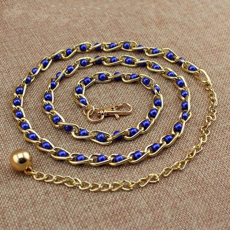 Women's Dress Accessories Waist Chain Metal Chain Solid Pearl Versatile Apparel Accessories Pearl Thin Waist Belts