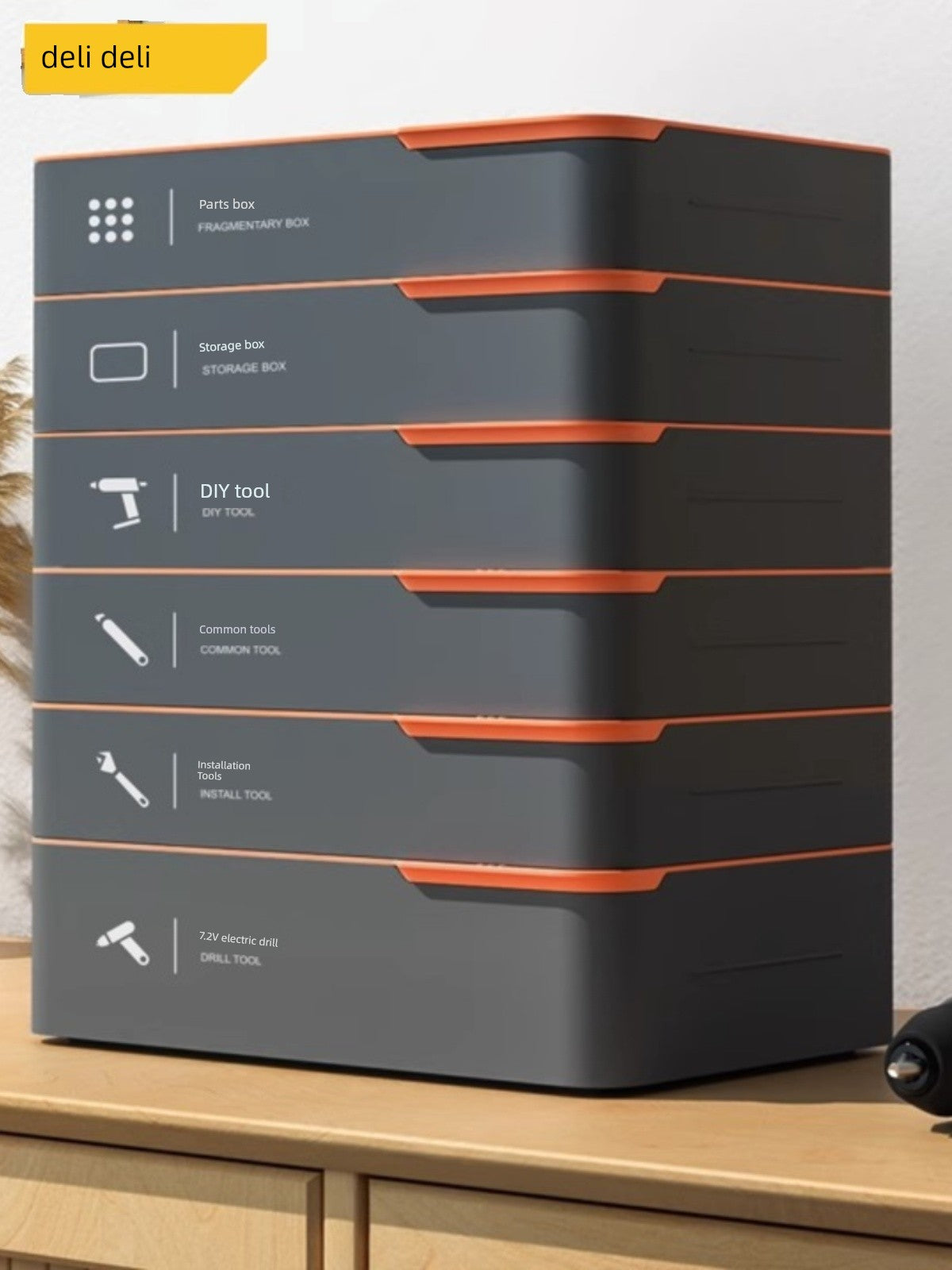 Deli Home Daily For Home Wire Cutter Hammer Lithium Electric Drill Emergency Repair Multifunctional Suit Tool H1001