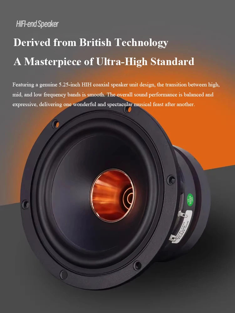 CX50 Fever Hi-Fi Level 525-inch Coaxial Passive Speaker 2-Way 120W Output Power Home Wooden Lossless Passive Bookshelf Speaker