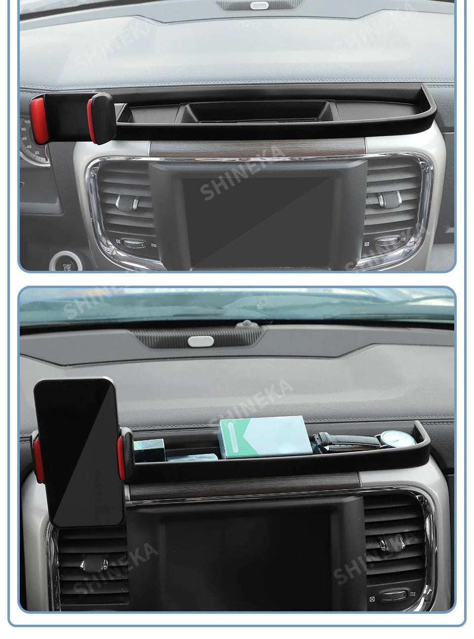 SHINEKA Car Center Console Mobile Phone Holder Storage Box GPS Bracket For Dodge RAM 1500 2012-2017 Interior Accessories