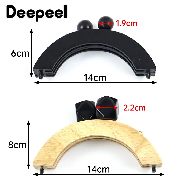 1Pc 14cm Mini Wooden Bag Handle Colored Beads Purse Frame Kiss Clasp Wallet Clourse Clip DIY Handmade Bracket Bags Accessories