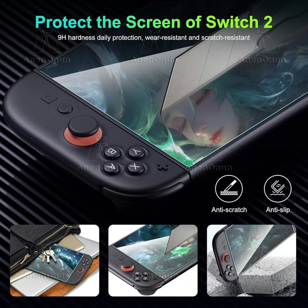 Switch 2 Anti-Blue Light Screen Protector 9H Hardness Shatterproof Anti-Scratch Anti-Fingerprint Bubble-Free HD Tempered Glass