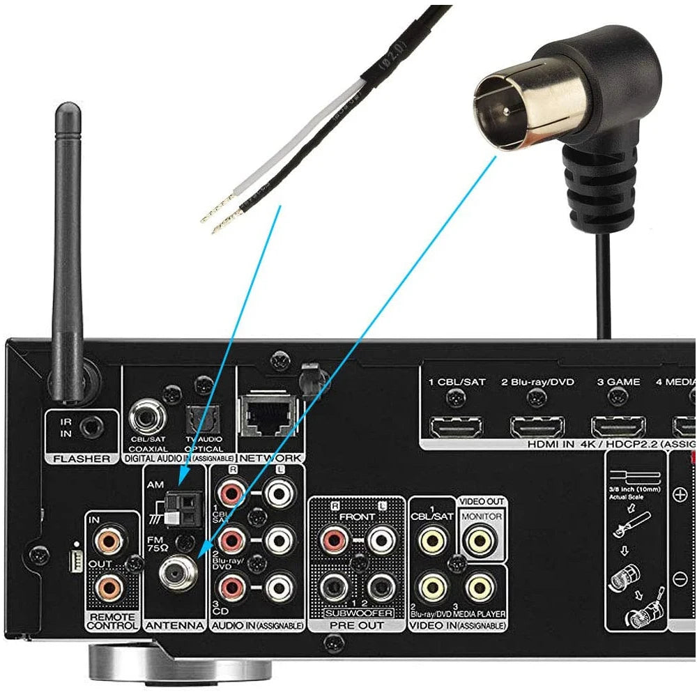 75 Ohm FM Antenna FM Antenna and AM Loop Antenna for Pioneer Onkyo Yamaha Marantz Indoor HD Radio FM Radio Bluetooth Home