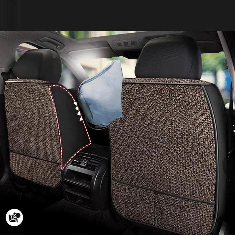 New Universal Car Seat Cover Linen Breathable Anti Slip All Inclusive Car Front Seat Cushion Men's Auto Interior Accessories2025