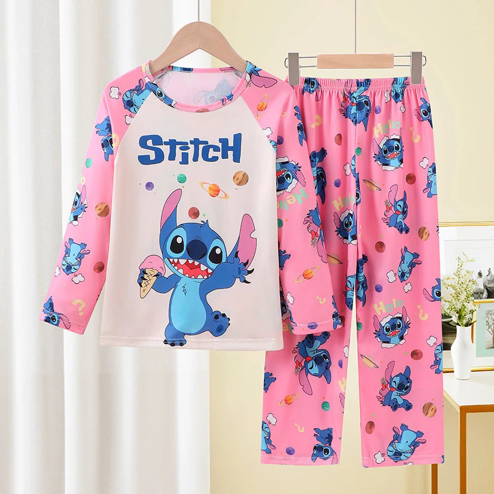 Kids Stitch Pajamas 2pcs/set for Boys Girls Home Wear Kids Casual Sleepwear Long Sleeve Pajamas Bottoms Suit Cute Gifts