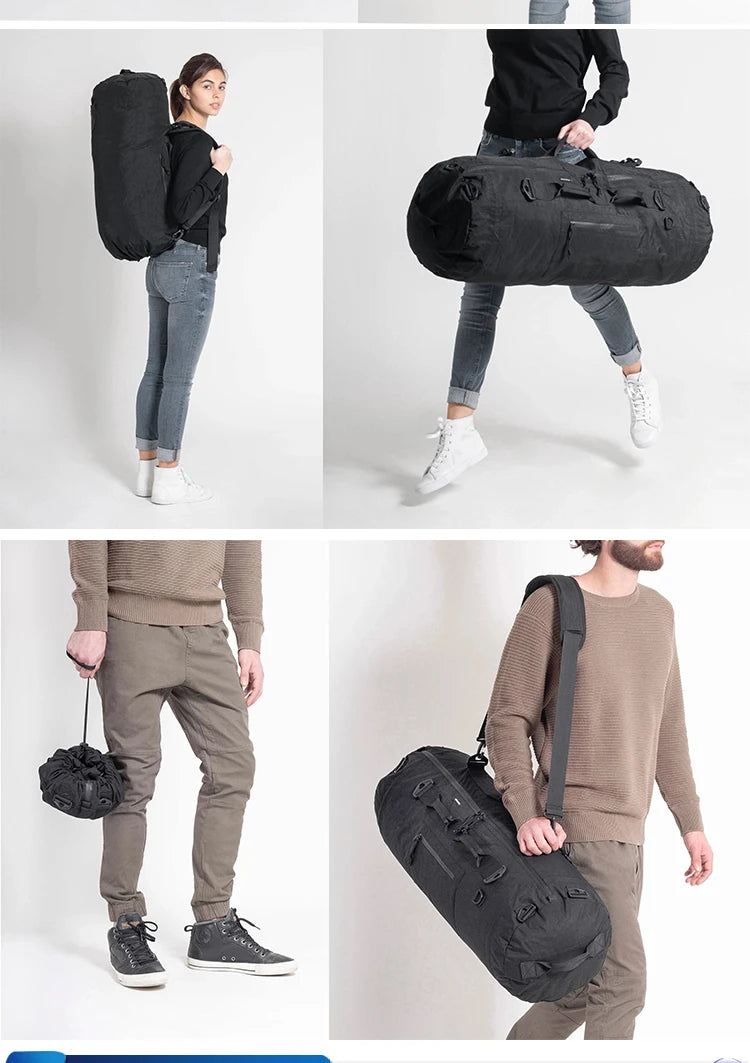 60L Travel Duffel Bag, Adjustable Sports Duffle Bag Upgraded Waterproof Gym Bag Overnight Weekender Bag Foldable Travel Backpack