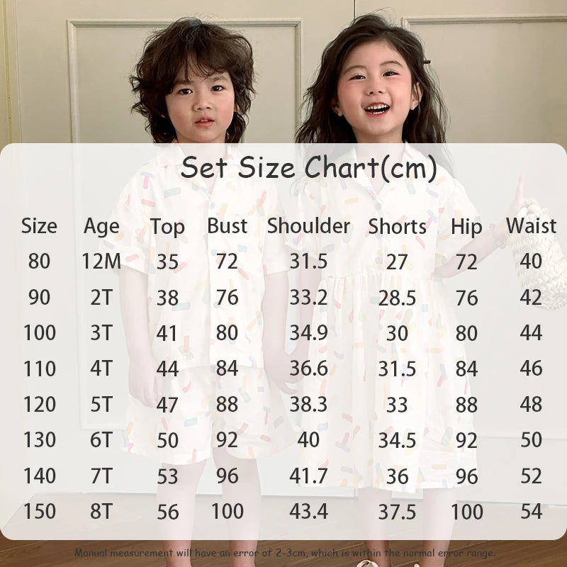 2025 New Vacation Style Cotton Kids' Summer Clothing Set Girls Sundress for 80 - 150cm Boys and Girls Sibling Outfits