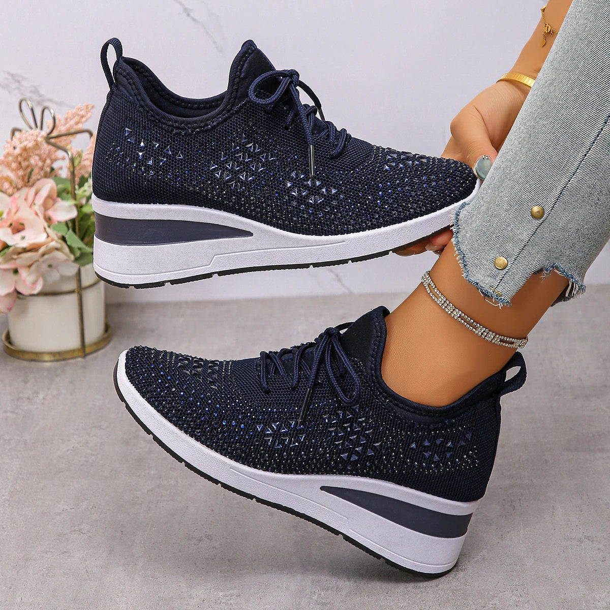 Women Sneakers 2025 New Mesh Outdoor Platform Sneakers Women Wedges Thick Bottom Breathable Casual Tennis Vulcanize Shoes Women