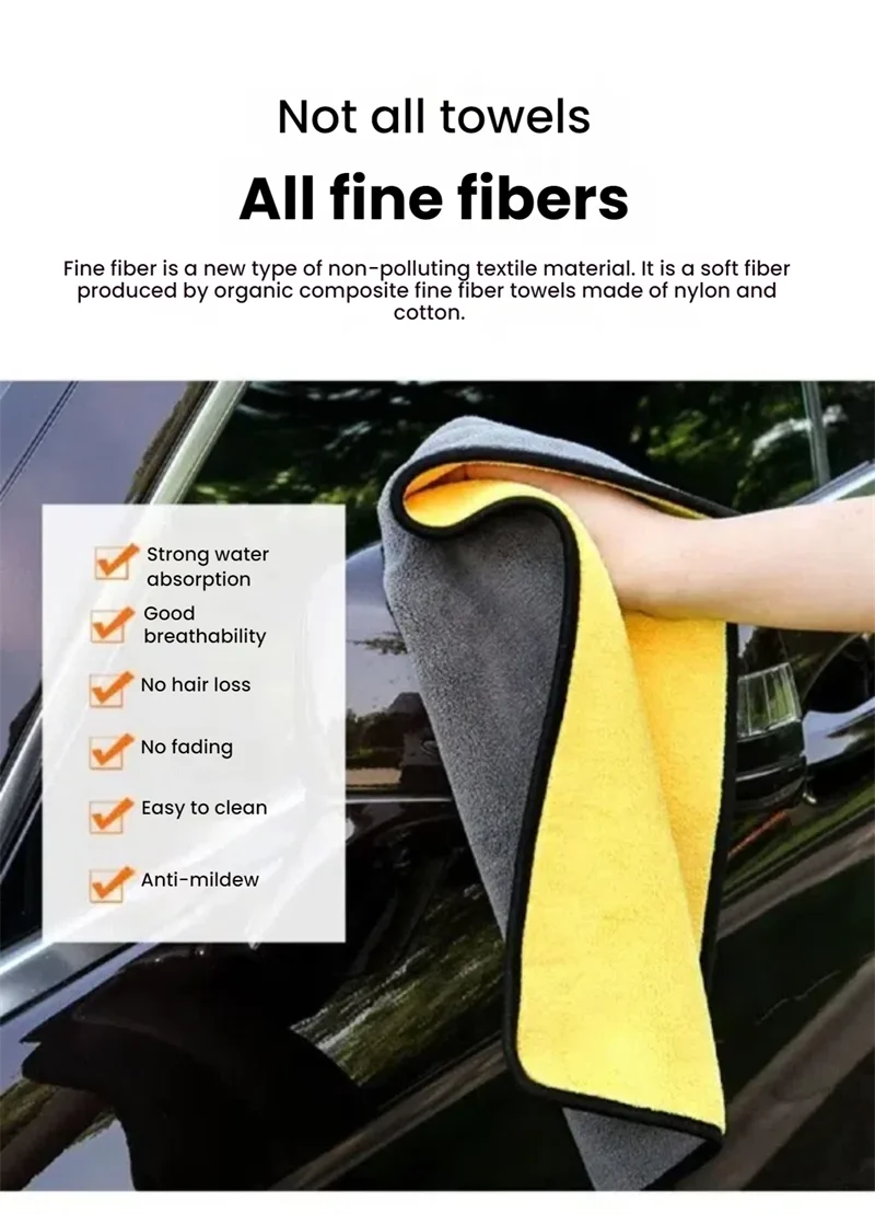 High Quality Microfiber Car Wash Towel Absorbent, Scratch - Free Cleaning Cloth for Drying & Auto Detailing - Ideal for Car Care