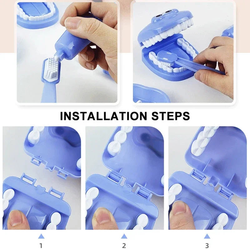 Montessori Pretend Dentist Play Set, Doctors Role Play Baby Kid Learning Toy, Dental Early Education Brushing Medical Toys