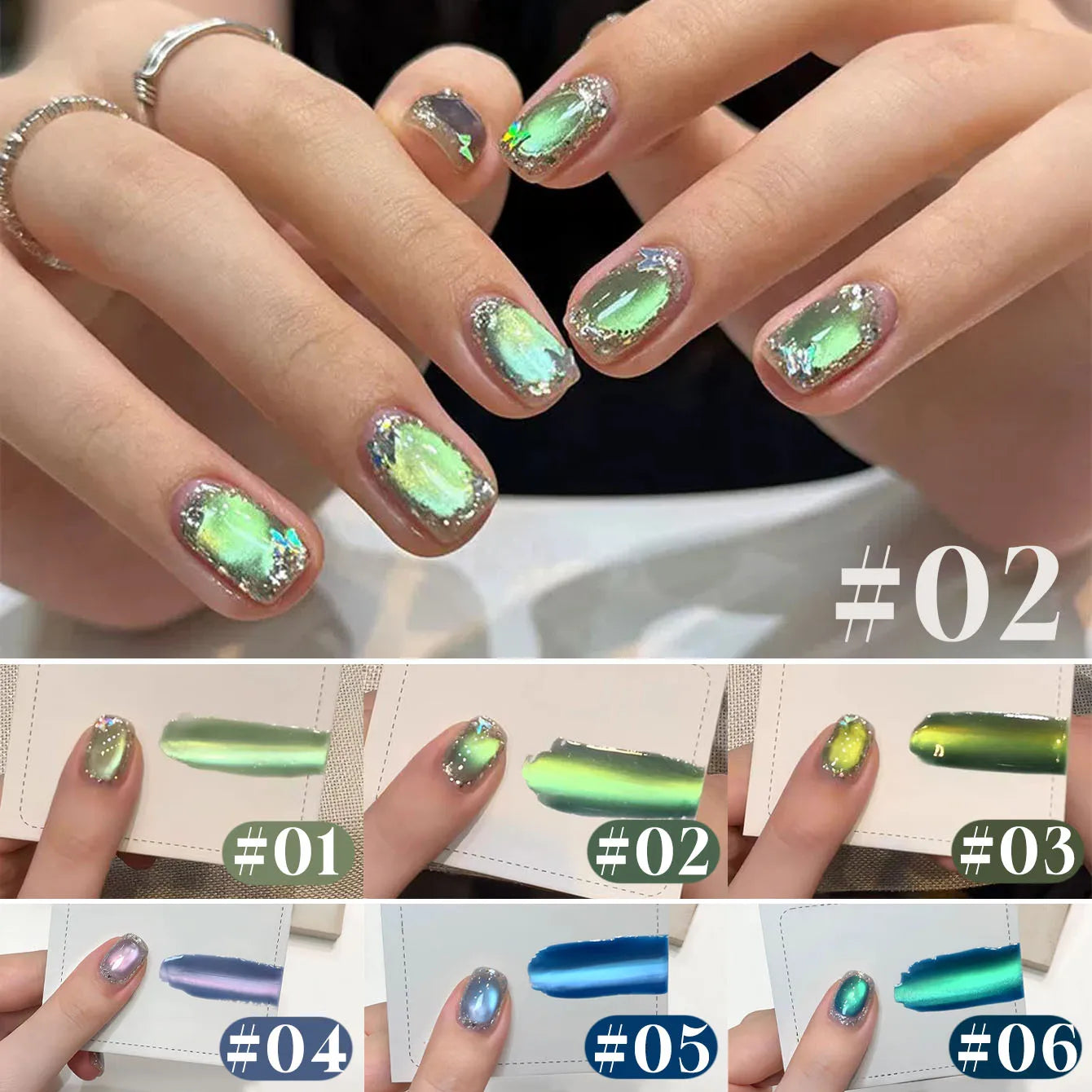MIANEL 12ML 1-21pcs Emperor Green Cat Eye Gel Nail Polish Whitenning Nails Green Nails Suitable For Nail Salons Nail Supplies