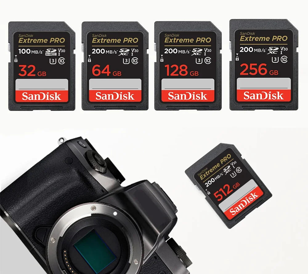 Original Extreme PRO U3 4K 6K 8K C10 V30 V60 V90 SDHC Memory Card SD UHD Video SDXC sd Card UHS-I UHS-II for SLR 3D Canon Camera
