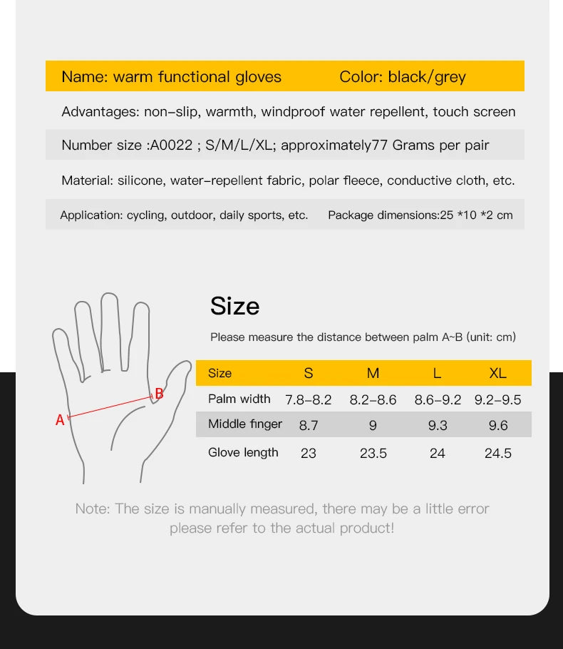Outdoor Winter Cycling Gloves Touch Screen Motorcycle Gloves  Windproof Sports Riding Ski Gloves Waterproof 3M Running Gloves