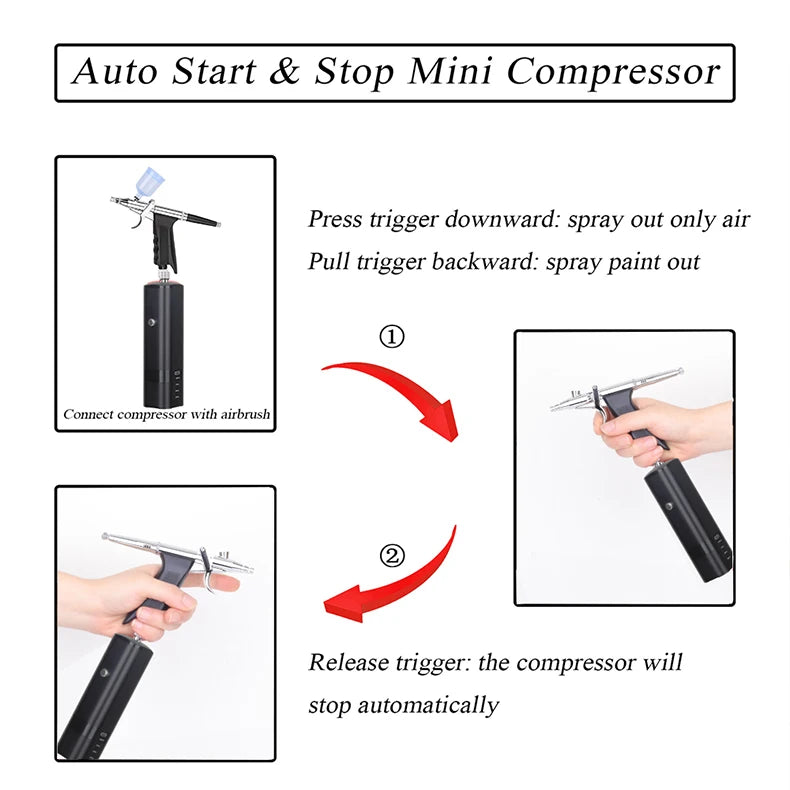 High Quality Cordless Mini Airbrush With Compressor Trigger Gun Cleaning Kit Foundation Makeup Oxygen Infusion Apparatus