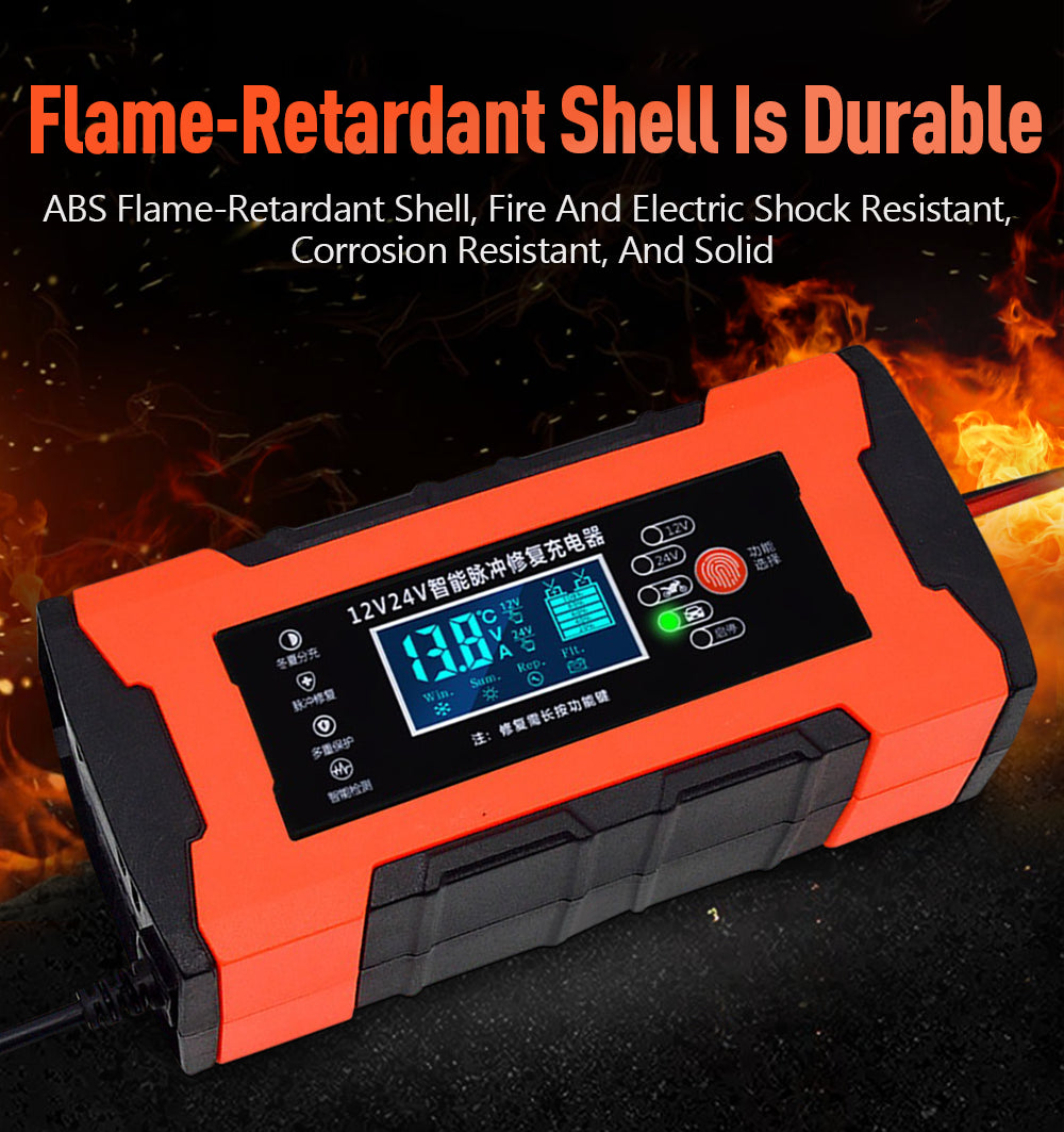 Car Battery Charger 10A 12V Automotive Battery Charger 24V 5A Car Accesorries Digital Display Detection Pulse Repair Car Charger
