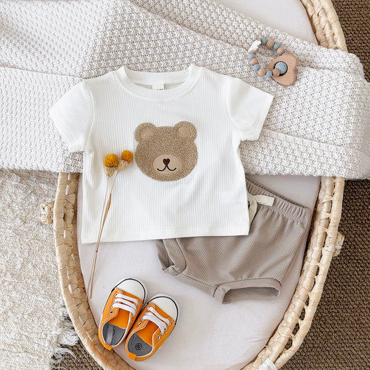 2Pcs/Set Baby Clothes Set Cute Children Tracksuit Summer Clothing Cartoon Fashion Baby Boys Short Sleeved Suit T-shirt + Shorts