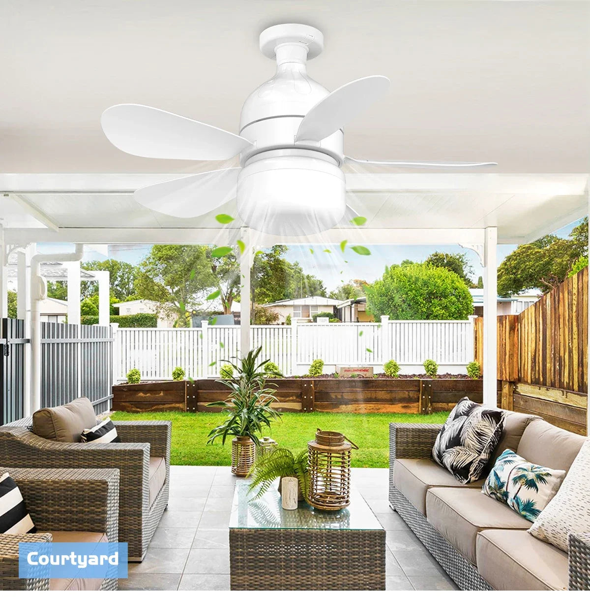 Indoor Fan Light Bulb Dimmable LED Ceiling Fans with Lights Remote Adjustable Color and Brightness Fan for Kitchen Bedroom