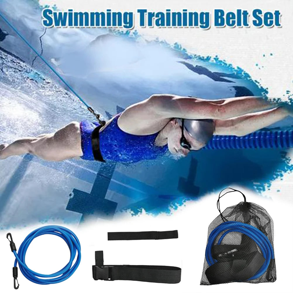 3M Swim Trainer Belts Resistance Elastic Belt Training Leash Swimming Tether Stationary Harness Resistance Band Pool Accessories