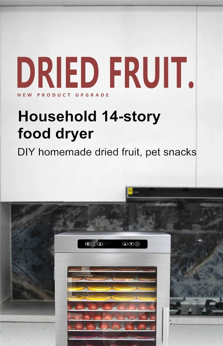 14 Trays Food Dehydrator Fruit dryer Stainless Steel Machine  1200W Household Vegetables Fruit Dryer with Digital Timer for Home