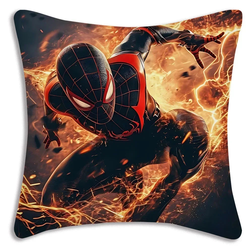 Black White Cool Pillow Covers Sofa Decorative Home HOT Marvels Spiders Man Double-sided Printing Short Plush Cute Cushion Cover