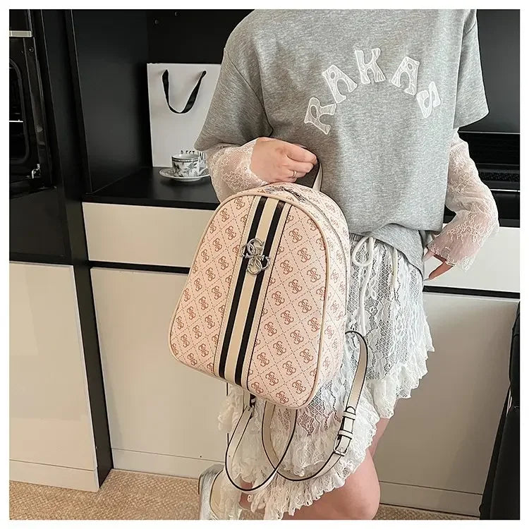 Luxury large capacity outdoor travel handbag, modern trendy women's backpack, classic design zipper shoulder bag
