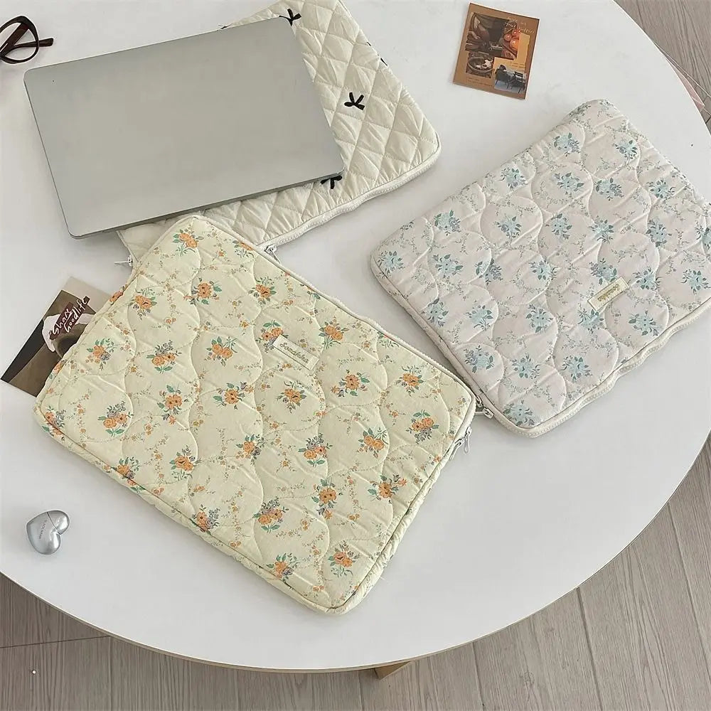 Universal Rabbit Laptop Sleeve Case 11/13/15 inch Broken Flowers Laptop Bag Bowknot Shockproof Tablet Protective Pouch