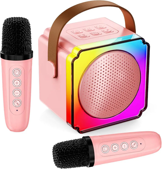 Karaoke Machine for Kids Portable Bluetooth Speaker with Wireless Microphones Birthday Family Party Gifts for Girls Boys Toys