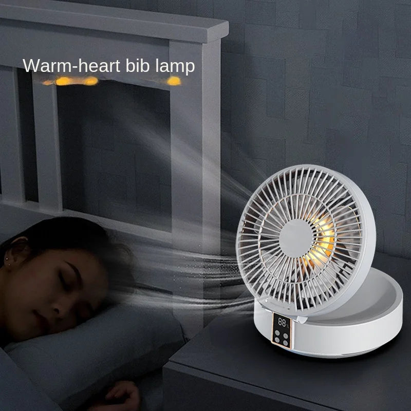 2023 New Fan With Remote Control Portable Wall-hanging Rechargeable Usb Electric Folding Fan Nightlight Air Cooler Household