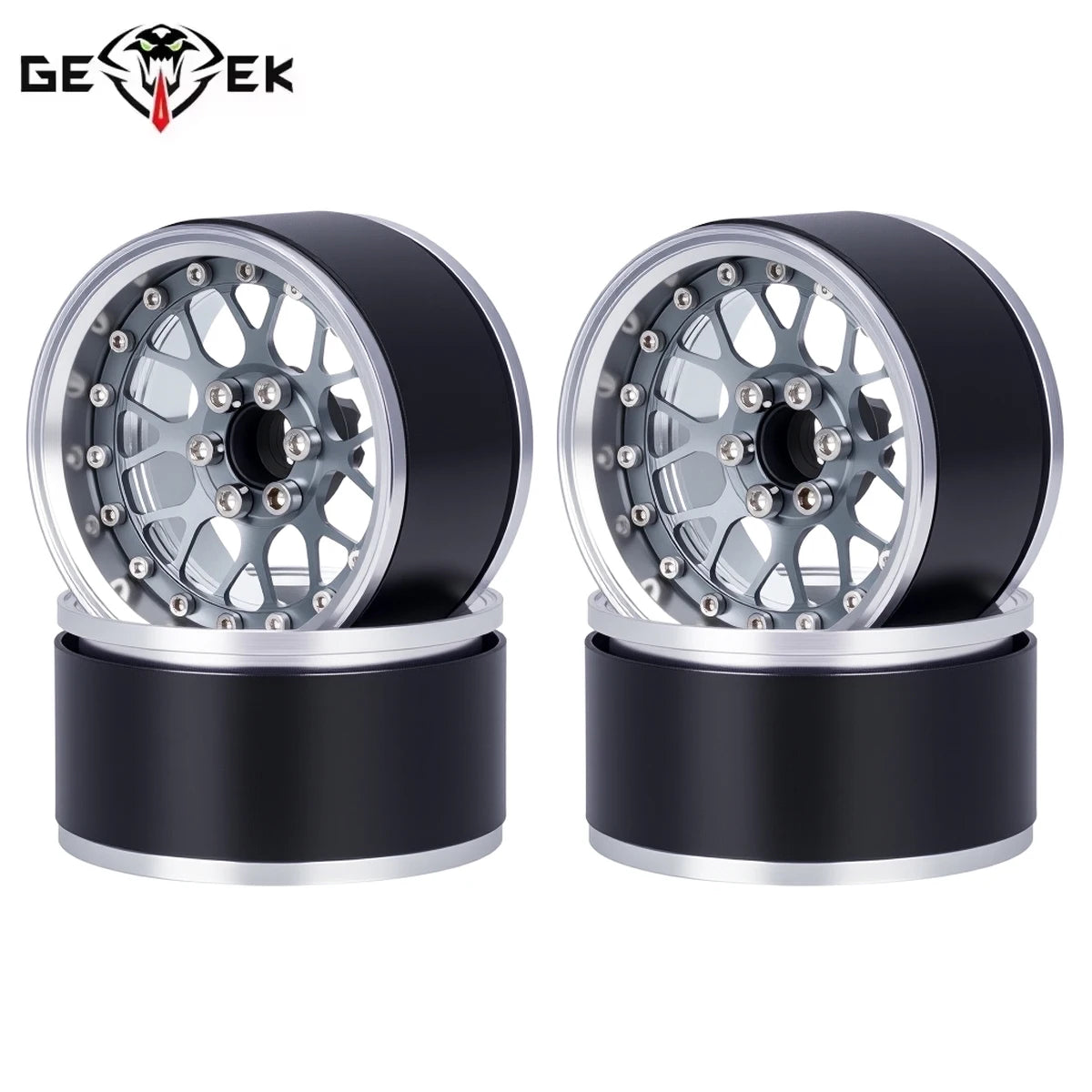 4Pcs 2.2 Inch Aluminum Alloy Beadlock Wheels Rim 12mm Hex for 1/10 RC Crawler Axial SCX10 90046 Wraith Capra TRX4 TRX6 D90