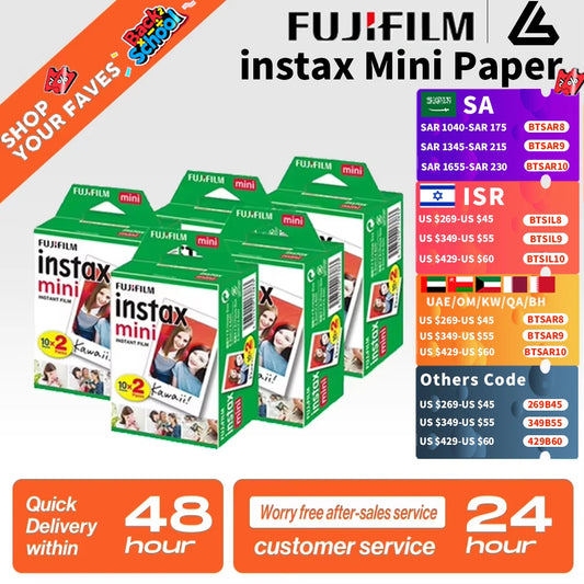 10/20/40/80/200 Sheets Fujifilm instax Mini 11 12  9 7+ 90 3 Inch White Edge Films For Instant Mini Camera 25 50s 90 Photo Paper