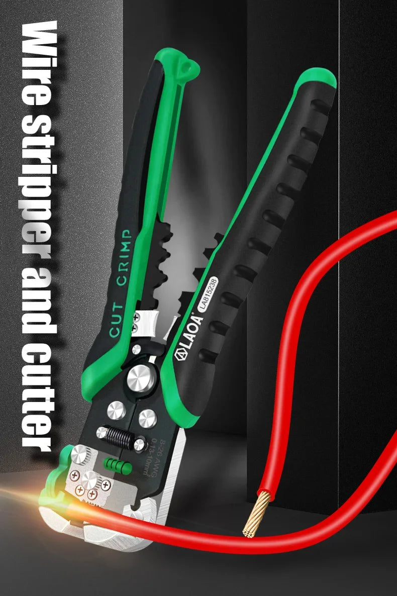 LAOA  Automatic Wire Stripper with Built-in Springs New Type Electrician Cable Cutting Tool Crimping  For Electrician Crimpping